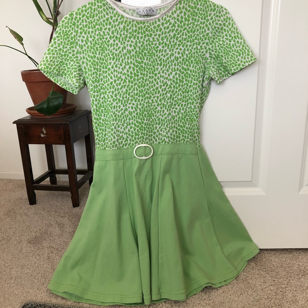 Vintage mod retro skater dress green with polka dots fifties sixties Halloween